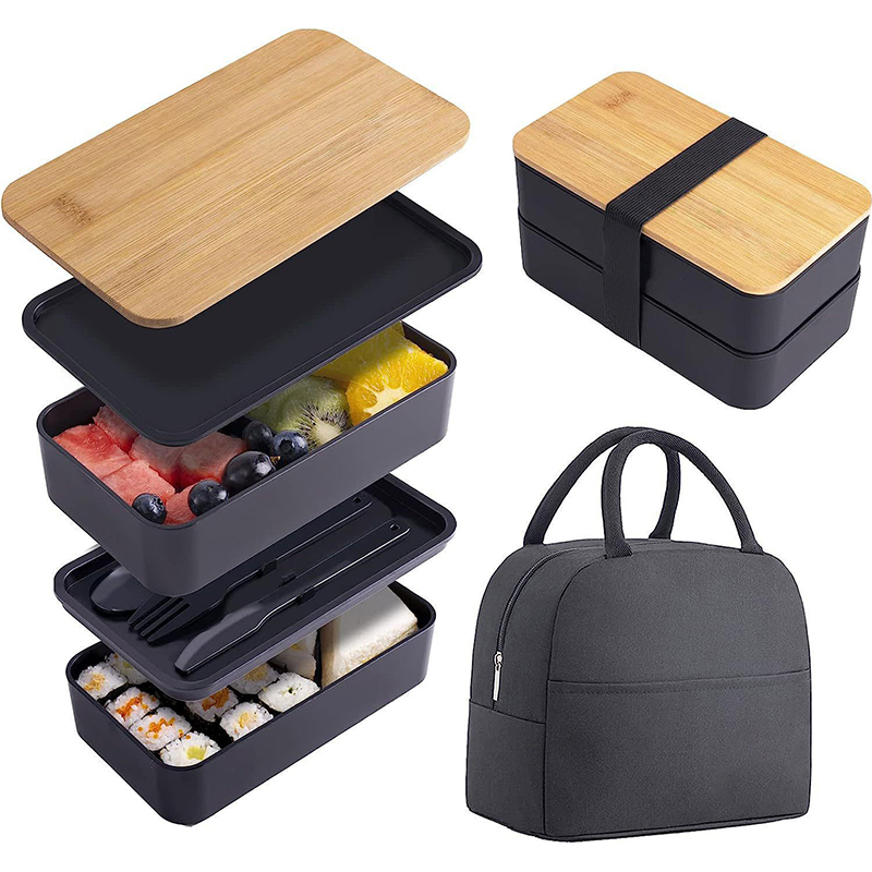 Meal Prep Rezepte - Caja Bento apilable con utensilios, compartimento