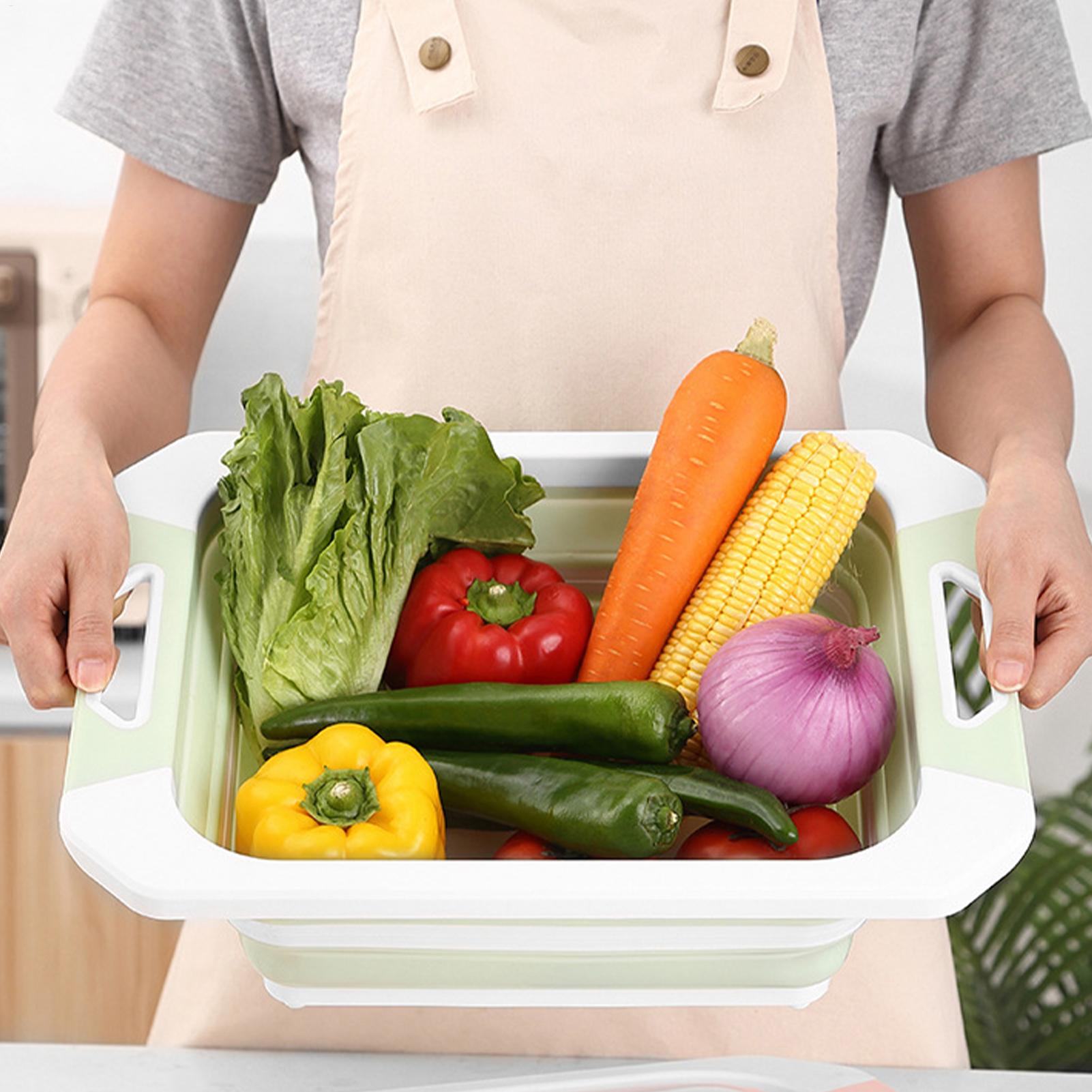 Meal Prep Cutting - Tabla de cortar plegable, contenedor multiusos,