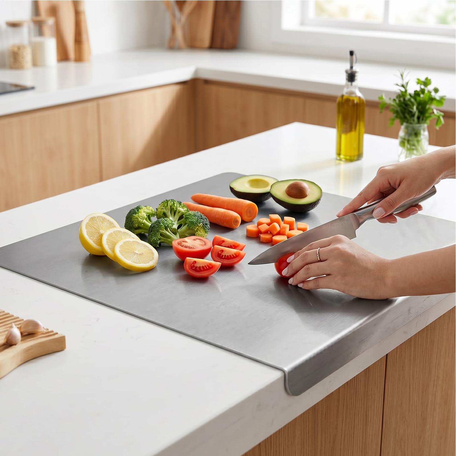 Meal Prep Cutting - Tabla de Cortar Antideslizante de Acero