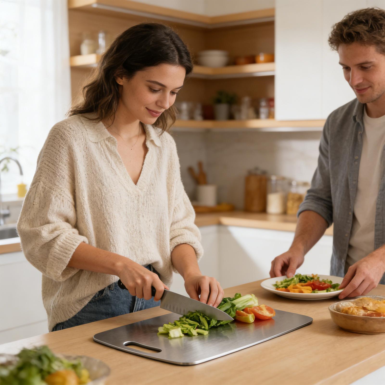Meal Prep Cutting - Tabla de cortar de acero inoxidable