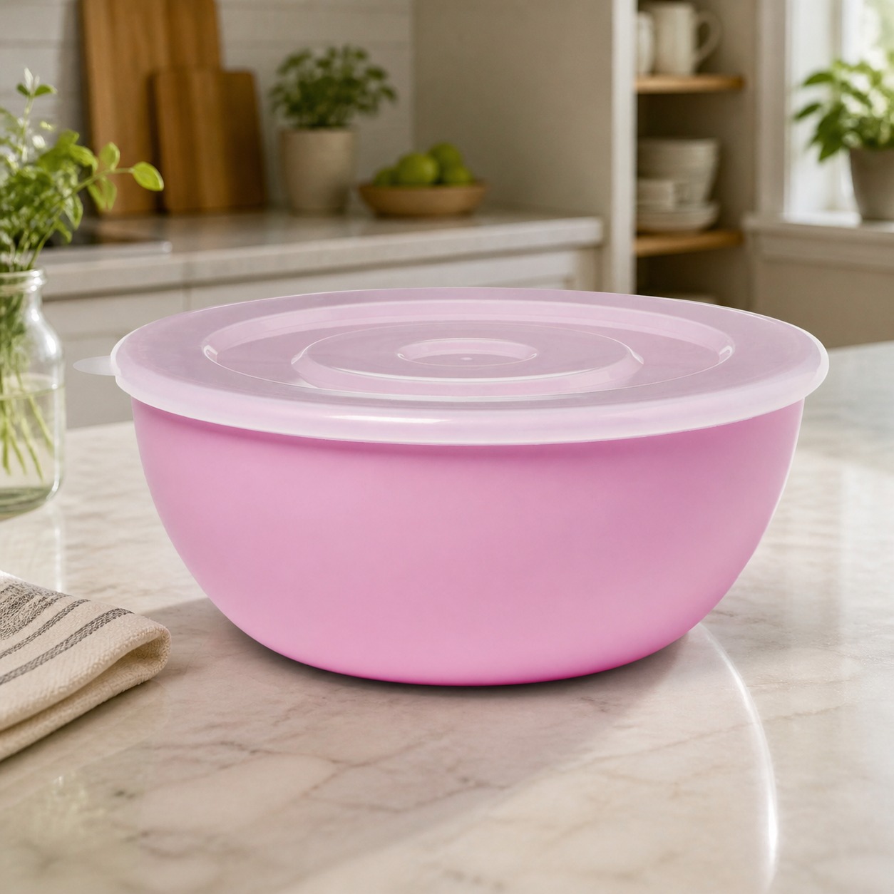 Tazón Rosa con Tapa a Juego, C - Meal Prep Kitchen reseña y precio